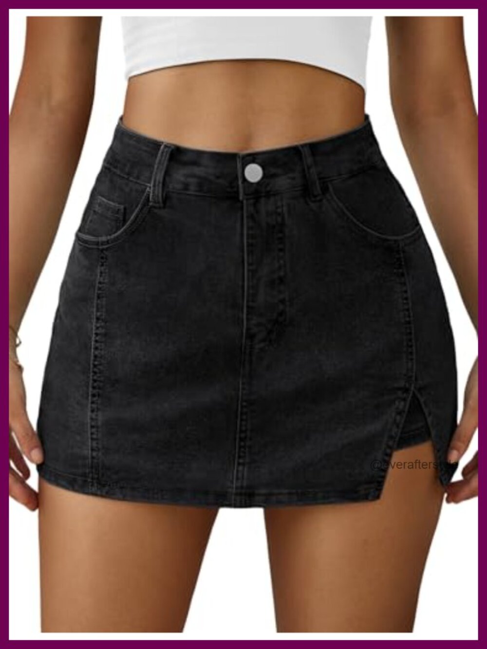 High Waisted Denim Mini Skort with Side Split and Built-in Shorts